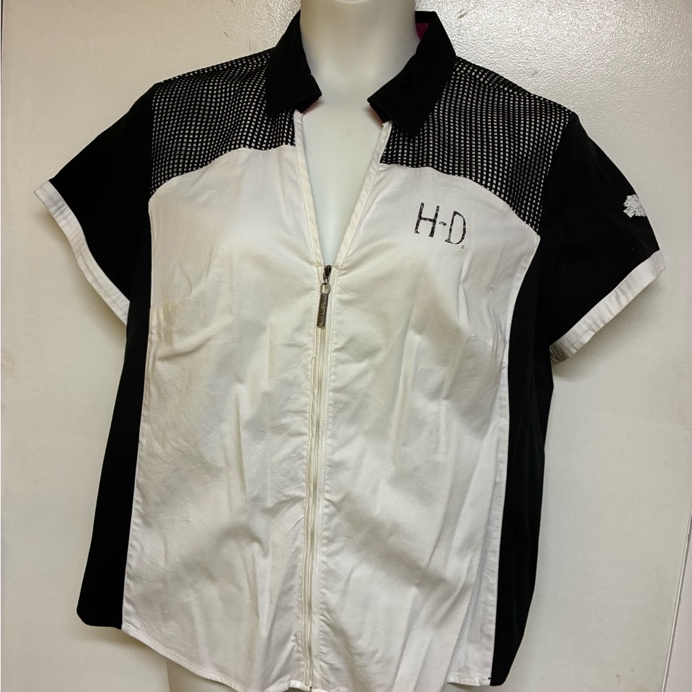 Harley-Davidson Black and White Short Sleeve Tee